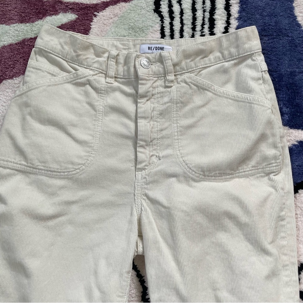 RE/DONE 70s pocket loose flare pants, vintage ivory, off white corduroy 28 $295 - Picture 3 of 8